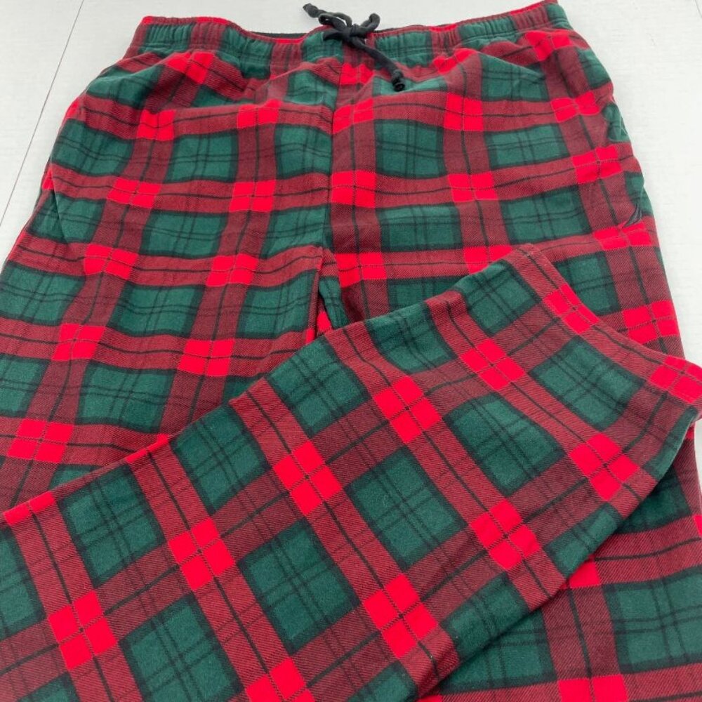 Nautica Men's Pajama Bottoms - Red and Green Plaid - Size M - EUC